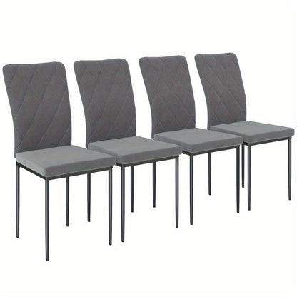 Eetstoel – Eetkamerstoel – Kuipstoel – Stoel – Stoeltjes – Set Van 4 – Velvet Stof – Met Armleuningen – Metalen Poten – Donkergrijs – Comfortabele Rugleuning