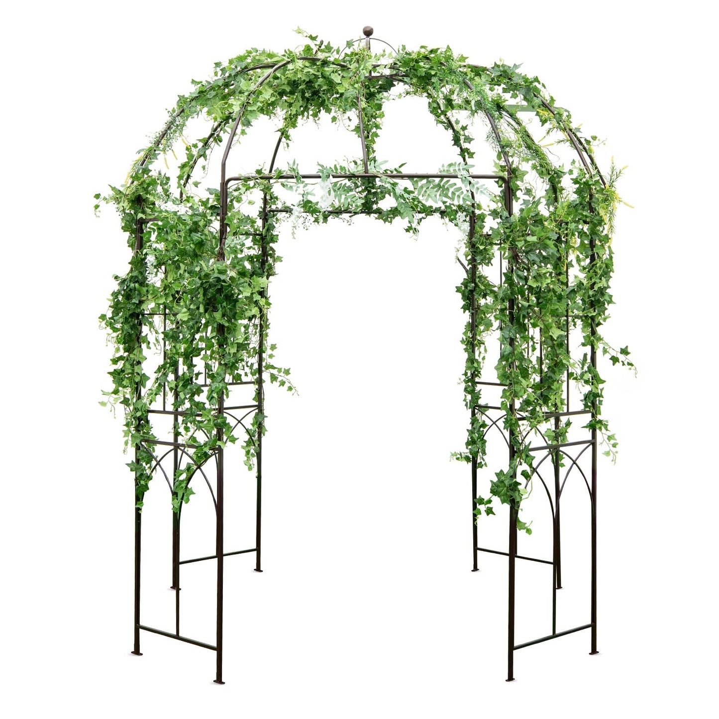 Metaal Boog – Tuinboog – Klimrek – Rozenboog – Tuintoren – Grote Oppervlakte 211x211x256 cm – Roestbestendig Bronzen Frame