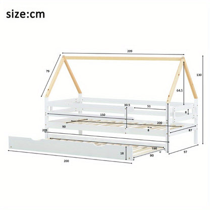 Staalbed – Metaalbed – Gastbed – Uittrekbed – Enkelsbed – Pull-Out Rolling Bed – Ruimtebesparend Design – Inclusief Dakconstructie