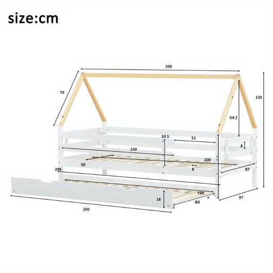 Staalbed – Metaalbed – Gastbed – Uittrekbed – Enkelsbed – Pull-Out Rolling Bed – Ruimtebesparend Design – Inclusief Dakconstructie