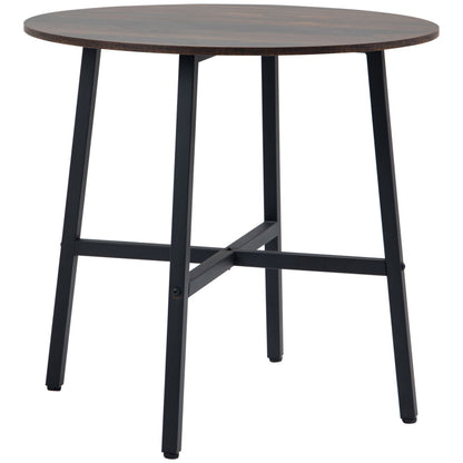 HOMCOM Dining Table | Kitchen Table for 4 People, Living Room Table for Dining Room, Steel Brown, 80 x 80 x 76 cm, Vintage Style, Sled Base