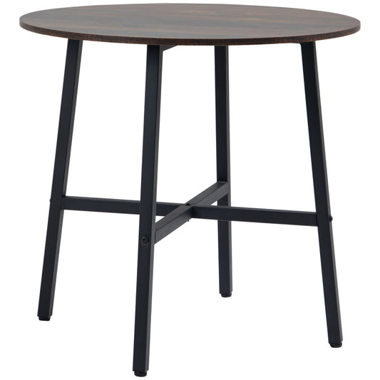 HOMCOM Dining Table | Kitchen Table for 4 People, Living Room Table for Dining Room, Steel Brown, 80 x 80 x 76 cm, Vintage Style, Sled Base