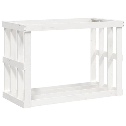 Houtopslagrek – Houtrek – Vuurhoutrek – Brandhoutrek – Houthouder – Wit – Massief Dennenhout – 108x52x74 cm – Geschikt Binnen en Buiten