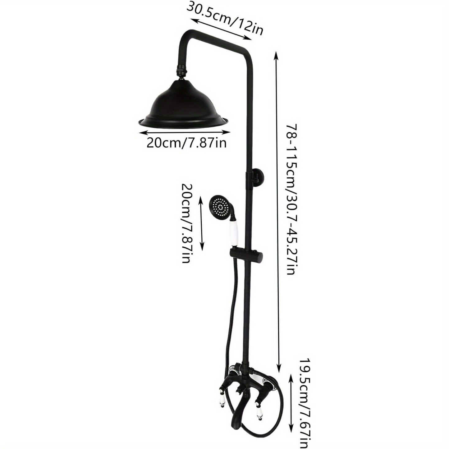 Regendouche Set – Douchepaneel – Handdouche – Douchekop – Douchekraan – Roestvrij Staal – 3 Waterstanden – 360° Draaibaar
