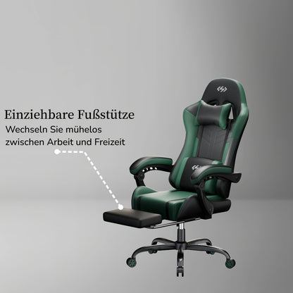 Gamingstoel – Gamestoel – Gaming Chair – Bureaustoel – Game Stoel – Ergonomisch Design – Verstelbare Rugleuning & Voetensteun – PU Kunstleer – Hoog Draaggewicht 150 kg