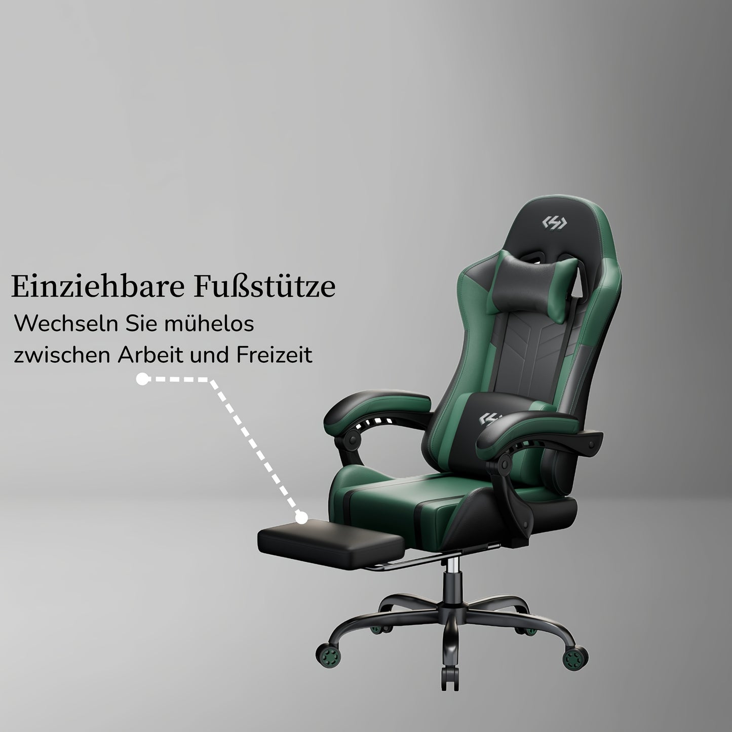 Ergonomische Gamingstoel – Bureaustoel – Gamekruk – Werkstoel – Zwarte Stoel – Verstelbare Rugleuning – Massage Lumbar Steun