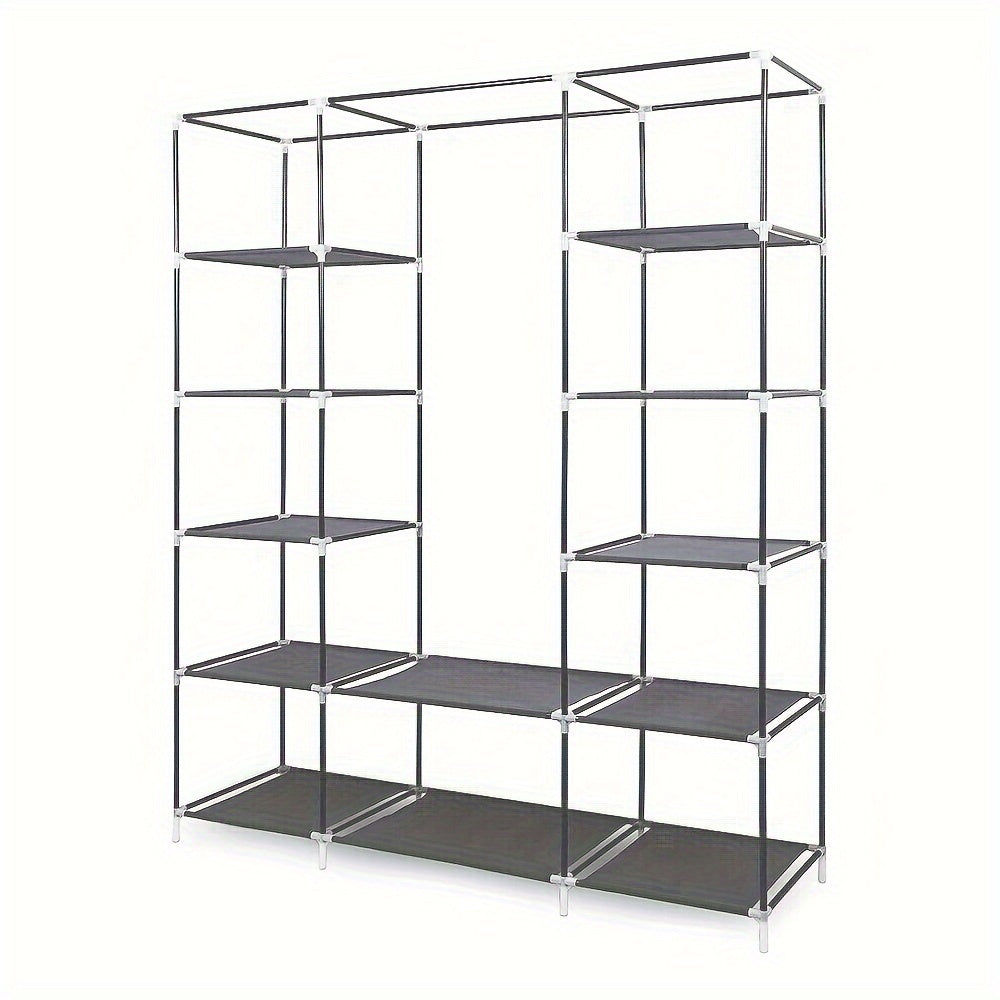 Kledingkast – Kledingopberger – Garderobekast – Kledingrek – KledingOrganizer – Stevig Metalen Frame – Beschermende Canvas Hoes – 172x134x43 cm – Grijs