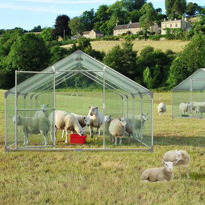 Kippenhok – Kippenren – Pluimveehok – Dierenren – Gevogeltehok – 3x6x2 m – Gegalvaniseerd Stalen Frame – UV-Bestendig PE-Zonnescherm