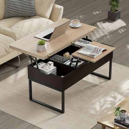 Salontafel – Koffietafel – Bijzettafel – Woonkamertafel – Eettafel – Verstelbaar Lift-Top – Ruime Opbergruimte – Compact 100x50/100x100 cm – MDF Houtbruin
