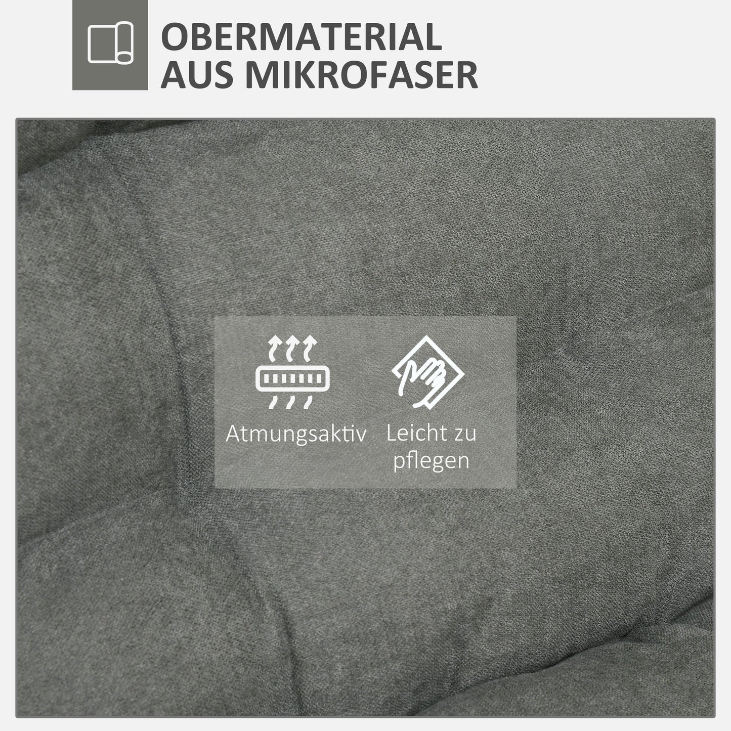 Vloerstol – Vloerstoel – Zitstoel – Ligstoel – Slaapstoel – Verstelbare Rugleuning Tot 120° – 360° Draaibare Basis – Stalen Frame – Comfortabele Dikke Bekleding Grijs