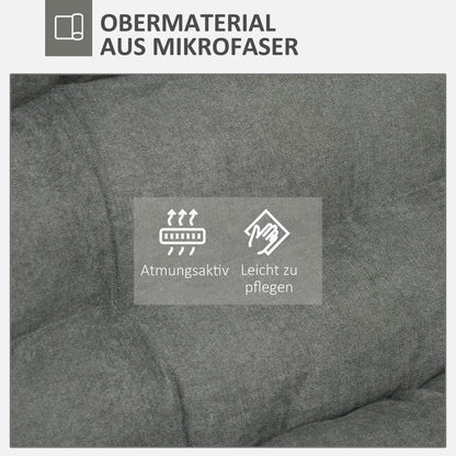 Vloerstol – Vloerstoel – Zitstoel – Ligstoel – Slaapstoel – Verstelbare Rugleuning Tot 120° – 360° Draaibare Basis – Stalen Frame – Comfortabele Dikke Bekleding Grijs