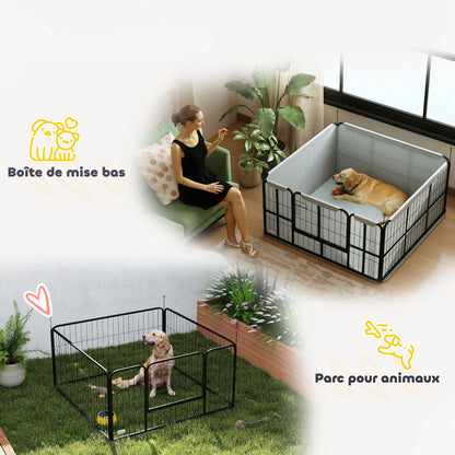 Werpkist Hond – Puppyren – Hondenren – Hondenbox – Puppybox – Stalen Constructie – Afneembare 600D Oxford Stof – Wasbare Waterdichte Mat – Vergrendelbare Deur – 122x122x60 cm – Zwart