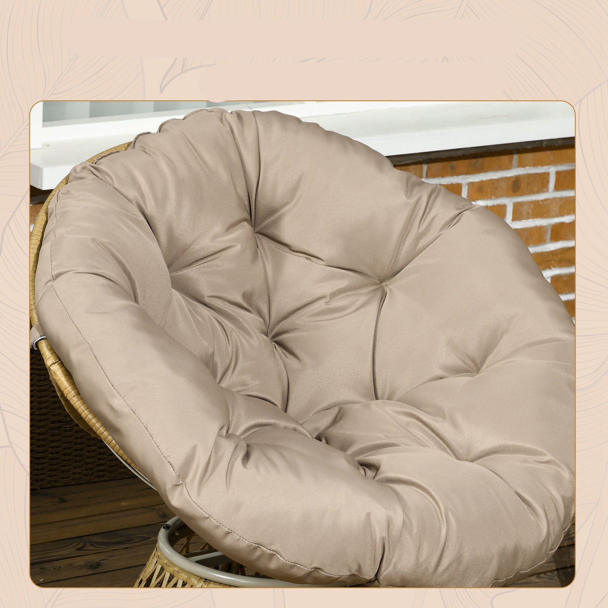 Patio Set – Loungeset – Fauteuilset – Tuinmeubelset – Buitenset – Draaibare Papasan Stoelen – Ronde Tafel – UV-Bestendig – Polyester Rattan – Bruin – 3-Delig – Incl. Kussens - QUORE