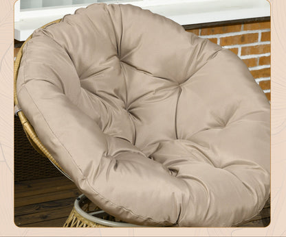 3-Delige Tuin Loungeset – Papasan Stoelen – Draaibare Tuinstoelen – Ronde Tafel – Buitenmeubel Set – Weerbestendig – Met 10 cm Dikke Kussens – Bruin Vlechtwerk
