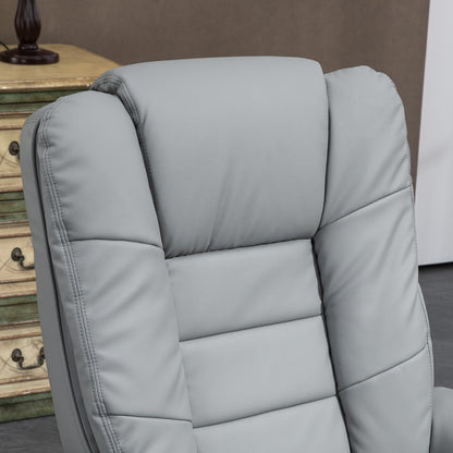 Relaxfauteuil – Relaxstoel – Loungestoel – Zitfauteuil – Fauteuil Met Voetensteun – Grijs – Verstelbare Rugleuning Tot 135° – 360° Draaibaar Met Houten Onderstel