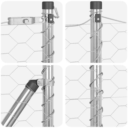 3D Tuinafscheiding – Tuinhek – Schutting – Tuinborder – Erfafscheiding – Zilveren PVC-Gecoat Staal – 1,4 x 50 Meter – Winterhard & Weerbestendig