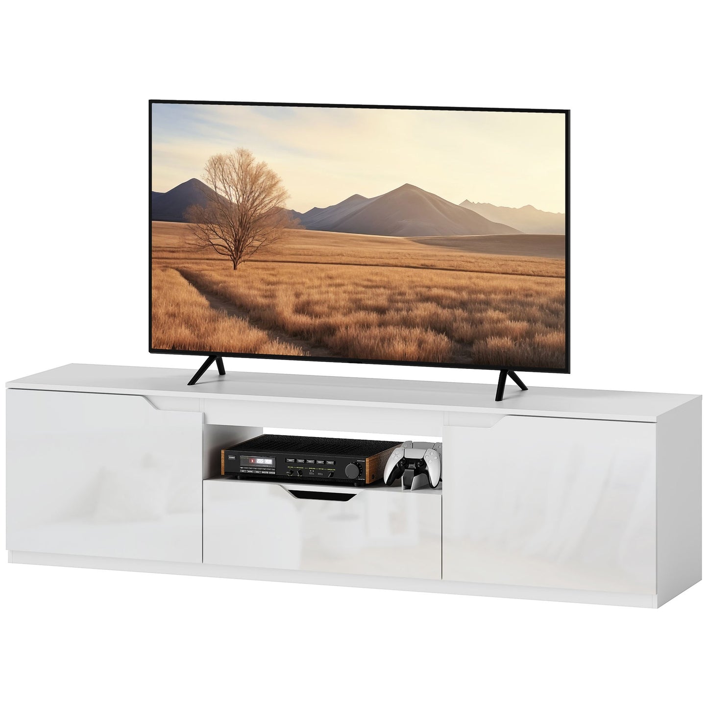 Keukenopbergkast – Keukenkast – Keukenmeubel – Keukenbuffet – Opbergkast – Natuurlijk Hout en Zwart – Kabeldoorvoer en Ruime Lade