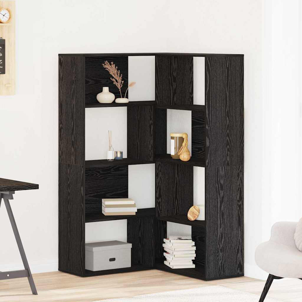 Boekenkast – Boekplank – Kasten – Opbergmeubel – Zwarte Eikenlook – Set Van 2 – 5 Ruime Planken – Modern Design Met Matte Afwerking