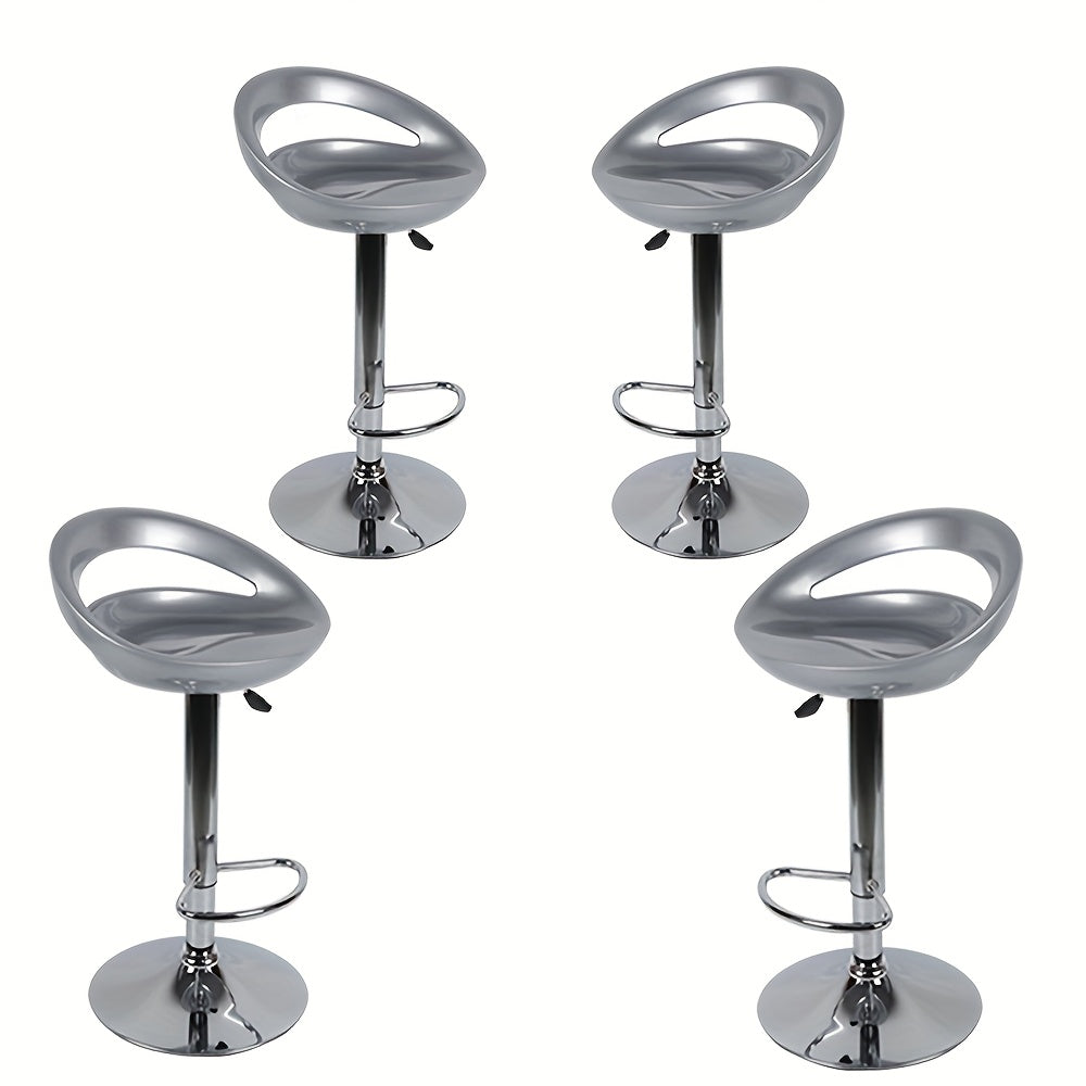 4-Pack Adjustable Height ABS Stools (55-75cm) - Sturdy Hard Seat & Chrome Legs | Space-Saving Set, Rustic Style, No Electricity Needed, Easy Assembly, Durable & Stylish for Home, Office, or Bar Use, Stool Set, Versatile Furni