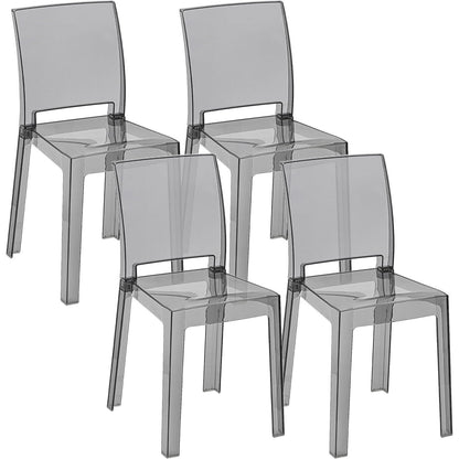 Kunststof Stoel – Transparante Stoel – Kuipstoel – Kruk – Eetkamerstoel – Ergonomische Gebogen Rugleuning – Duurzaam Polycarbonaat – Set van 4