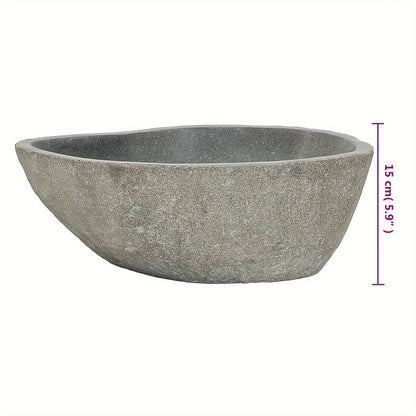 Waskom – Wasbak – Fontein – Wastafel – Opzetwastafel – Natuursteen Riviersteen – Uniek Handgemaakt Design – Afmetingen 37-46x29-36x15 cm