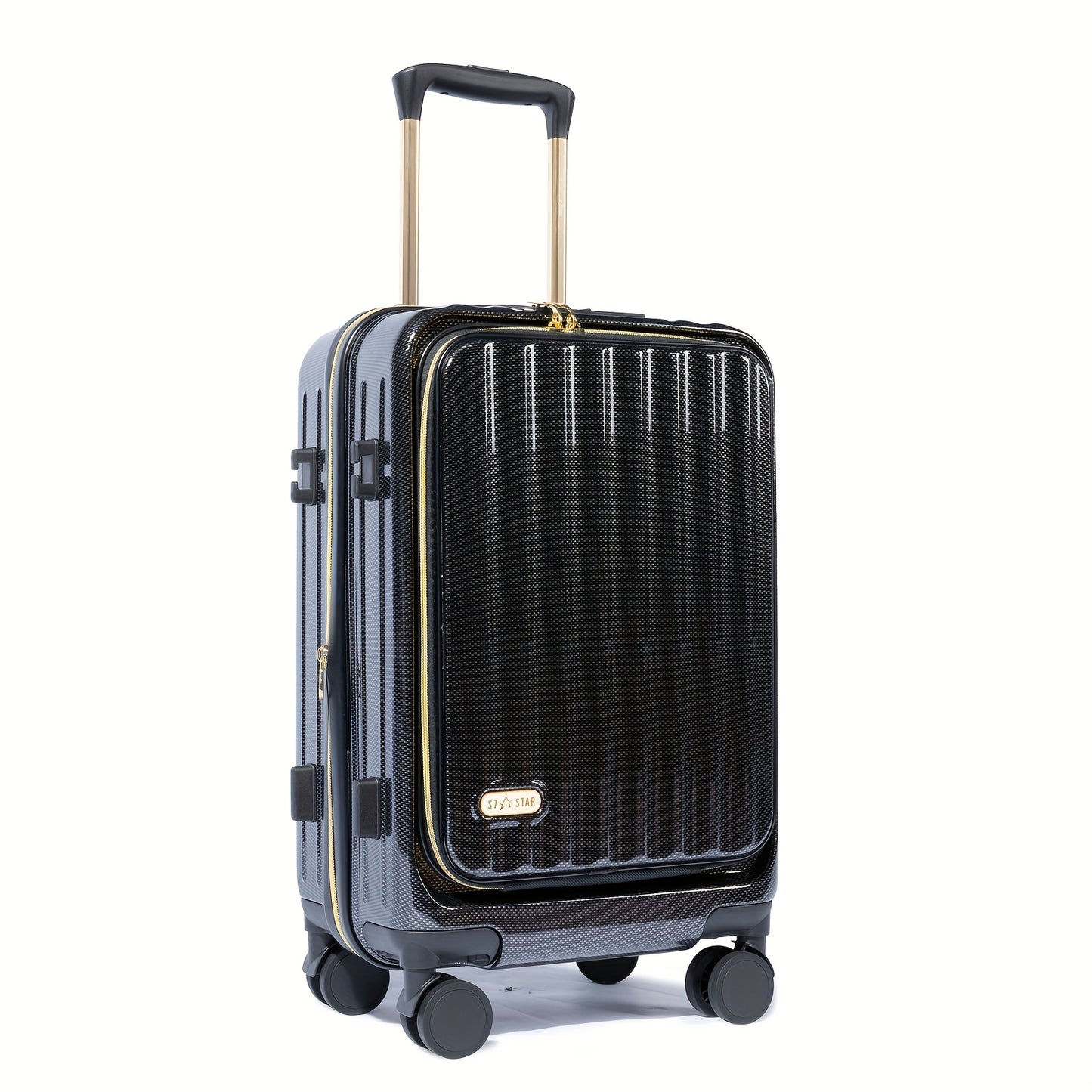 20-inch Handbagagekoffer – Reiskoffer – Spinner Koffer – Expandable Trolley – Business Koffer – Harde Pc Shell – Uitbreidbaar Met 25% Extra Ruimte – Verstelbare Aluminium Trekstang – Stil 360° Wielen – Cijferslot – Laptopvak – Glanzend Zwart