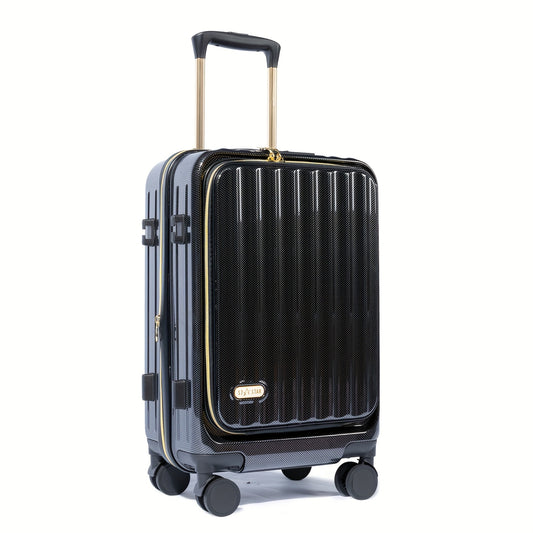 20-inch Handbagagekoffer – Reiskoffer – Spinner Koffer – Expandable Trolley – Business Koffer – Harde Pc Shell – Uitbreidbaar Met 25% Extra Ruimte – Verstelbare Aluminium Trekstang – Stil 360° Wielen – Cijferslot – Laptopvak – Glanzend Zwart