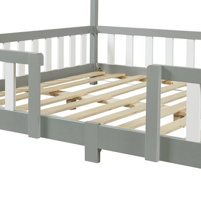 Kinderbed – Kinderbedje – Bed voor Kinderen – Huisjesbed – Halfhoogslaper – Valbescherming – Hoogwaardig Dennenhout – Matras 90x200 cm