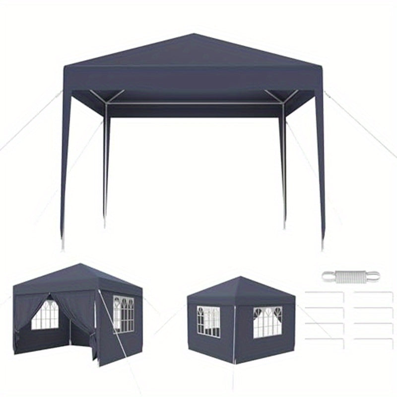 Garden Gazebo Party Tent with 4 Side Panels and Windows UV Protection, Suitable for Gardens, Parties, Weddings and Picnics (3x3m/3x6m/3x9m, Grey/White) - QUORE