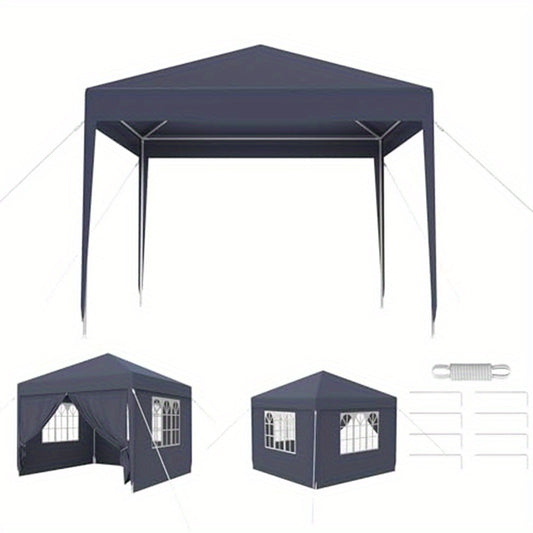 Garden Gazebo Party Tent with 4 Side Panels and Windows UV Protection, Suitable for Gardens, Parties, Weddings and Picnics (3x3m/3x6m/3x9m, Grey/White) - QUORE