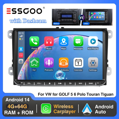 2DIN Autoradio – Auto Stereo – Multimedia Speler – Dashboard Camera – Navigatie Systeem – 9 Inch IPS Touchscreen – Draadloze CarPlay & Android Auto