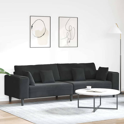 Velvet Bank – Fluwelen Sofa – Zitbank – Bankstel – Woonkamerbank – Zwart – Stevig Houten Frame – Comfortabele Foamvulling