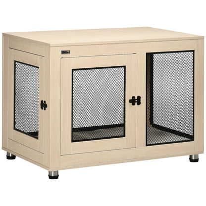Hondenbench – Hondenkooi – Hondenverblijf – Hondenhok – Hondenrek – Grote Maat – Zwart Stalen Frame Met Houtlook – Uitneembaar Oxford Kussen
