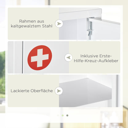 Wandkastje Medicijnkastje Apothekerskastje Opbergrek Met Slot – Veiligheidskastje Badkamerkeuken – Wit 40x15x53,5 cm – Ruimtebesparend En Met 2 Stalen Sleutels