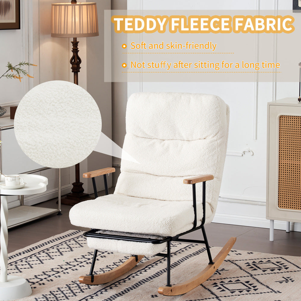 Schommelstoel – Relaxstoel – Fauteuil – Lounge stoel – Voedingsstoel – Comfortabele Velvet Bekleding – Handmatig Verstelbare Voetsteun