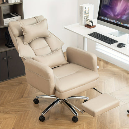 Ergonomische Relaxstoel – Draaistoel – Gamingstoel – Bureaustoel – Loungestoel – Grijs – 155° Verstelbare Rugleuning – Met Lenden- en Hoofdsteun