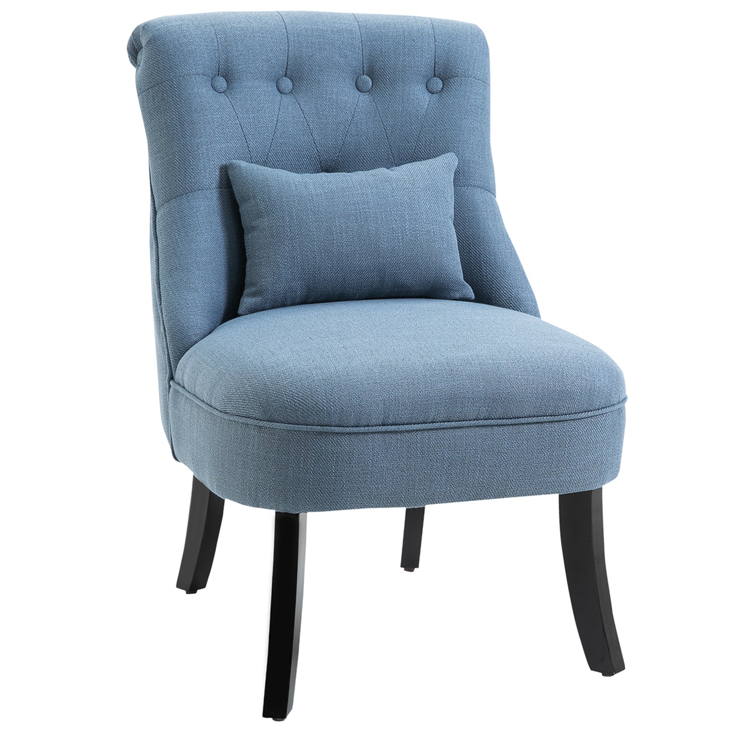 Fauteuil – Relaxfauteuil – Leunstoel – TV Stoel – Zitstoel – Linnen Bekleding – Rugkussen – 52,5x69x77 cm – Massief Rubberhout