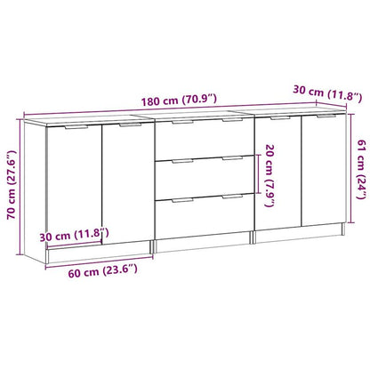 Dressoir – Opbergkast – Ladekast – Buffetkast – Sideboard – Modern Design – Eikenfineer & Spaanplaat – Ruime Opbergruimte ≥68,5 cm Hoog