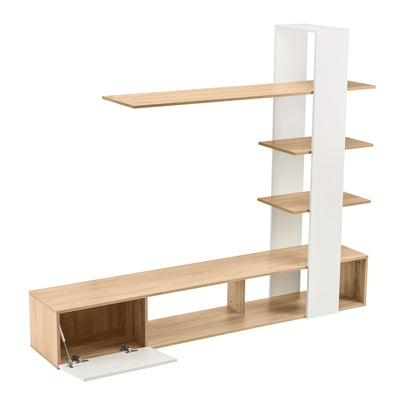 tv-meubel – TV-kast – TV-meubelset – TV-wandmeubel – TV-lowboard – Wit en Eikenhout – Geschikt voor televisies tot 60 inch – Duurzaam massief hardhout