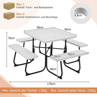 Tuinset 8 Personen – Tuinmeubel – Terrasset – Buitenmeubilair – Buiten Zitgroep – Vierkante Tafel – Weerbestendig HDPE – Parasolhouder