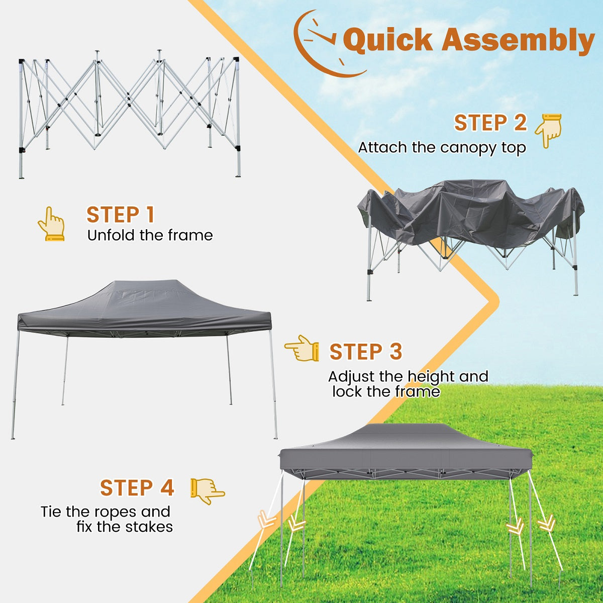 Tuinkamer – Tuinentent – Pop-up Tent – Schaduw Tent – Bistro Tent – Verstelbare Hoogte – 13,5 m² Schaduwoppervlak