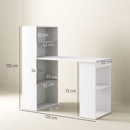 Bureau – Computertafel – Schrijftafel – Laptoptafel – Kantoorbureau – Wit – Compact 120x55 cm – Stevig Metaal & Hout