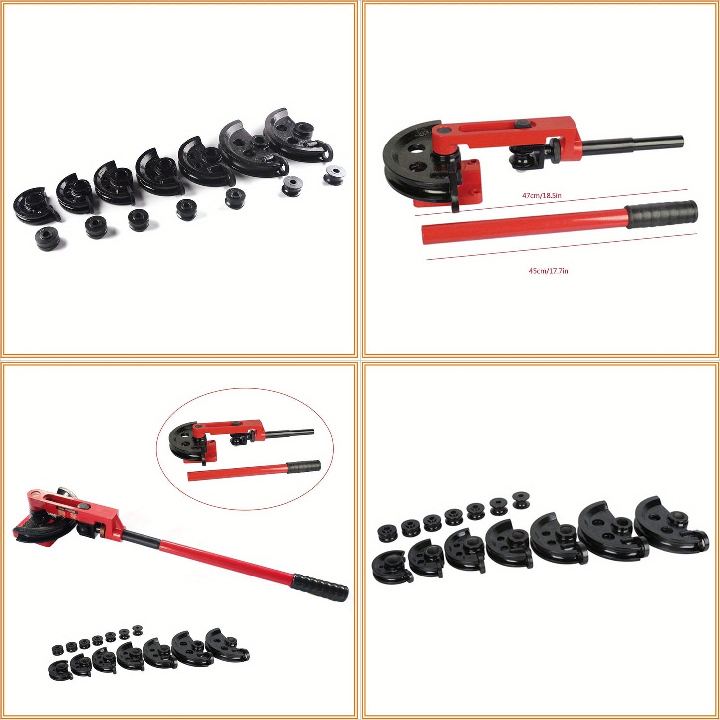 Handmatige Pijpenbuiger – Buisbuiger – Pijpenbuigmachine – Buisvormer – Metalen Buigtool – 7 Mallen Voor Buizen 10-25mm – Stevig Gietijzer Met Lange Hendel