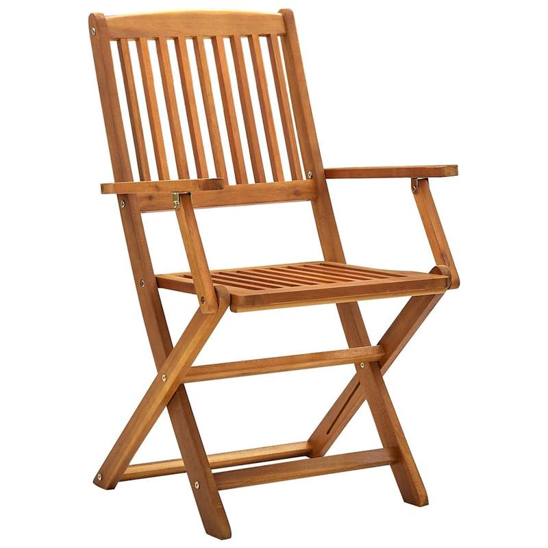 Foldable garden chairs 2pcs of solid wood acacia Add a touch of rustic charm to your dining room, garden, or terrace with this wooden garden chair! If you're looking for durable garden furniture, this is the ideal choice. It'