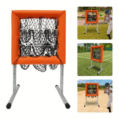 Honkbalnet – Trainingsnet – Oefennet – Slagnet – Werpnet – Verstelbare Hoogte 70-120 cm – Stalen Frame Met Polyester Net – Oranje/ Zwart – Draagbaar Vrijstaand Ontwerp