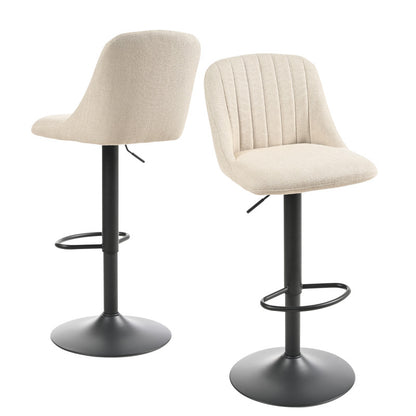Goeurvant Modern 360° Swivel Bar Stool with Adjustable Height and Metal Base, Linen or Velvet Upholstery, Dining Counter Seat, Home Bar Furniture, Upholstered Swivel Stool, Modern Bar Chair, Minimalist Aesthetic, Rustic Styl