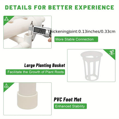 Hydroponische Kweekset – Verticale Tuin – Hydrocultuur Systeem – Kruidentuin – Groentekweker – Wit PVC – 108 Plantplaatsen – Waterbesparend & Ruimtebesparend