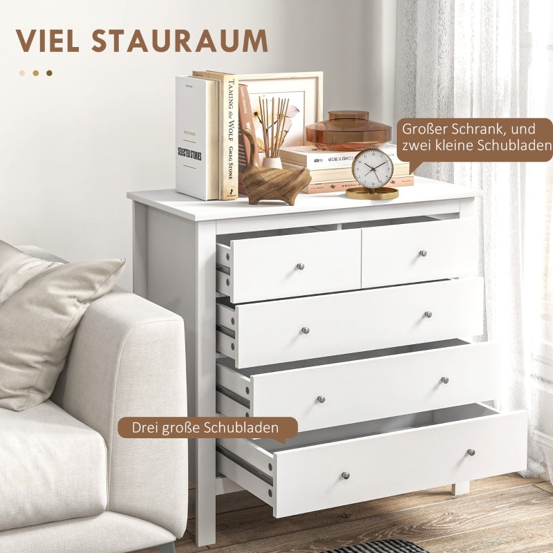 Ladekast – Ladenkast – Commode – Opbergkast – Dressoir – MDF Materiaal – Stil Sluitmechanisme – Anti-Kantelbeveiliging – Wit – Compact 80 cm Hoog