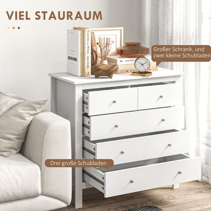Ladekast – Ladenkast – Commode – Opbergkast – Dressoir – MDF Materiaal – Stil Sluitmechanisme – Anti-Kantelbeveiliging – Wit – Compact 80 cm Hoog