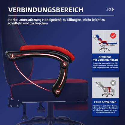 Ergonomische Gamingstoel – Bureaustoel – Computergamingstoel – Draaibare Stoel – Verstelbare Stoel – Met Voetensteun – Ademend Materiaal – Handmatige Rugleuningverstelling